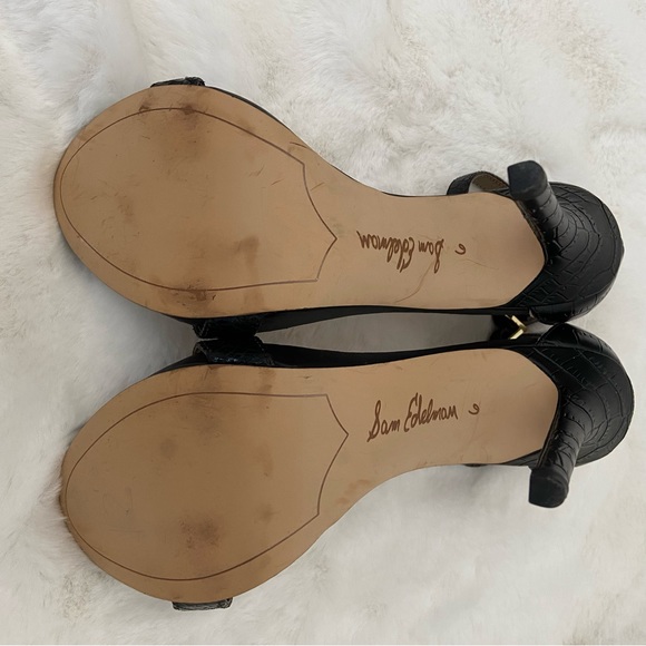 SAM EDELMAN Eleanor Faux Croc Black Stilettos⭐️ Just Beautiful - Picture 10 of 15